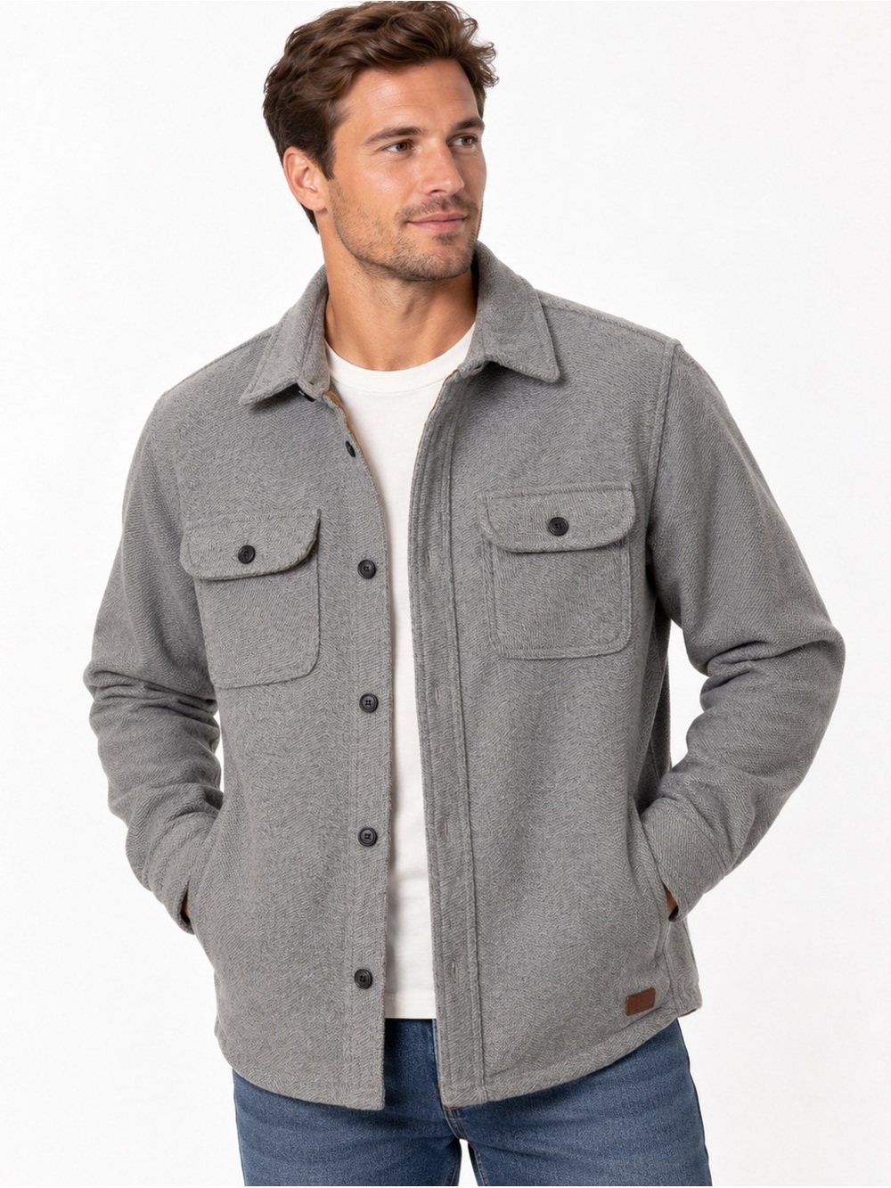 JACHS New York Men’s Wool Blend Gray Shacket Shirt Jacket Coat Size L